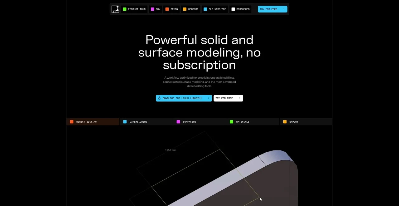 Plasticity 3D modelling landing page
