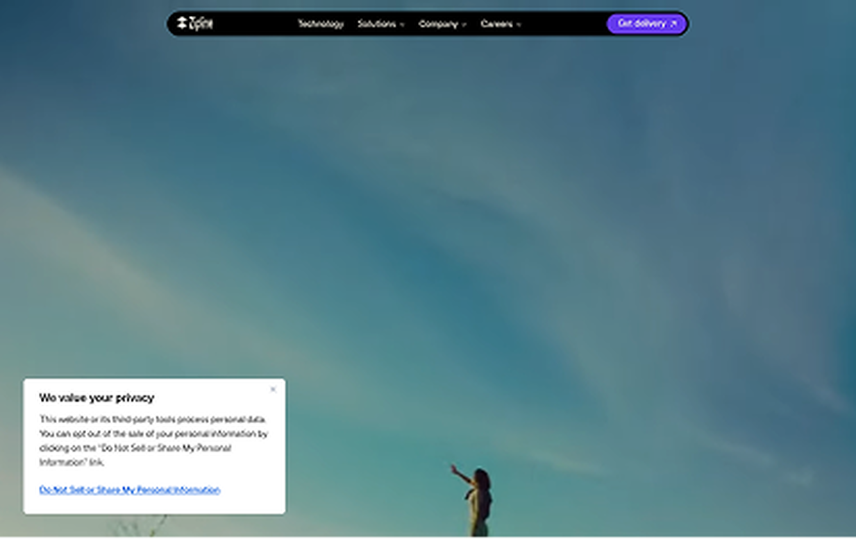 Zipline autonomous delivery technology landing page